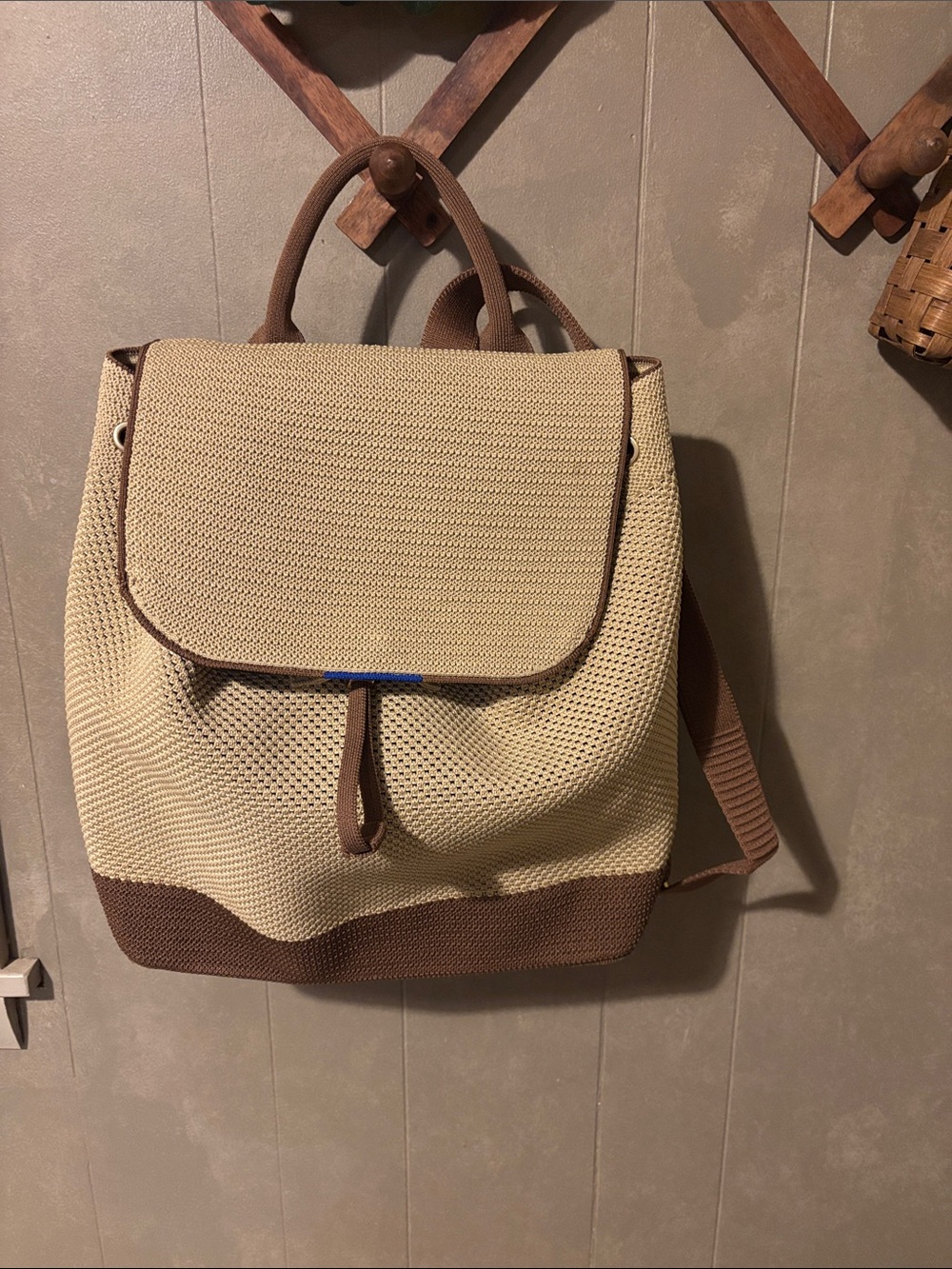 Rothy's Cream and Brown Knit Backpack